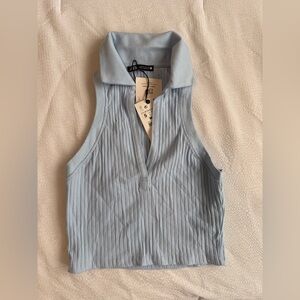 Zara Ribbed Light Blue Top